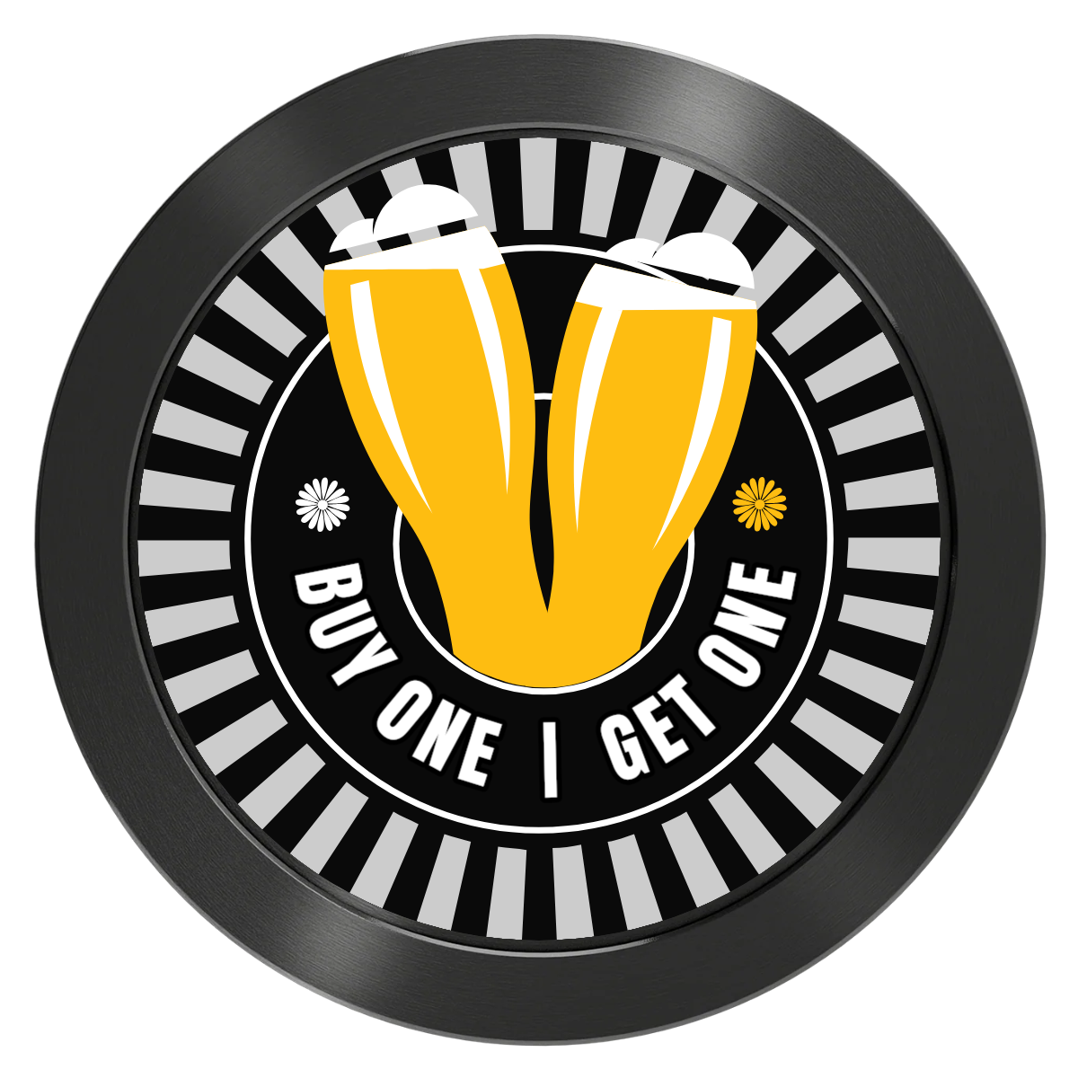 Double Pint Aluminum Poker Chips - Black - Back