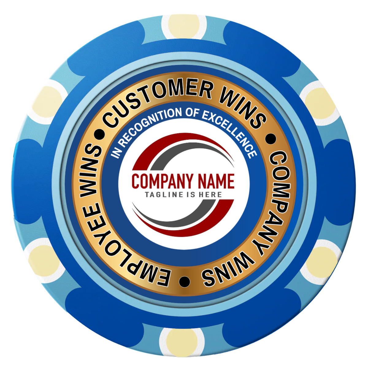 Gold Standard Clay Poker Chips - Blue / Monte Carlo / 40mm - Front