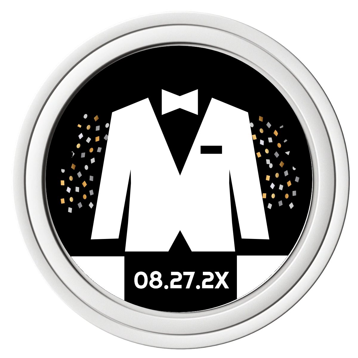 Bachelor No More Bowtie Composite Poker Chips - White / Solid - Front