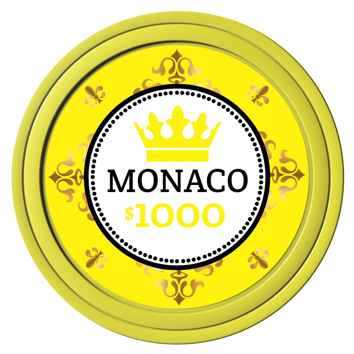Monaco #001 Composite Poker Chips - Yellow / Solid - Front