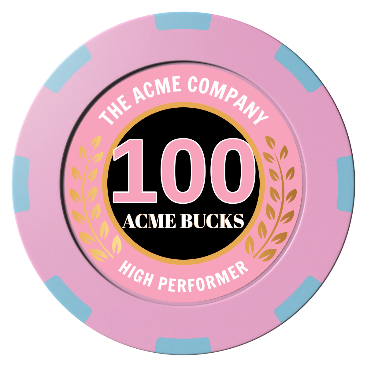 Achievement Wreath Clay Poker Chips - Pink / 8 Spot (2 Tone) / 40mm - Front