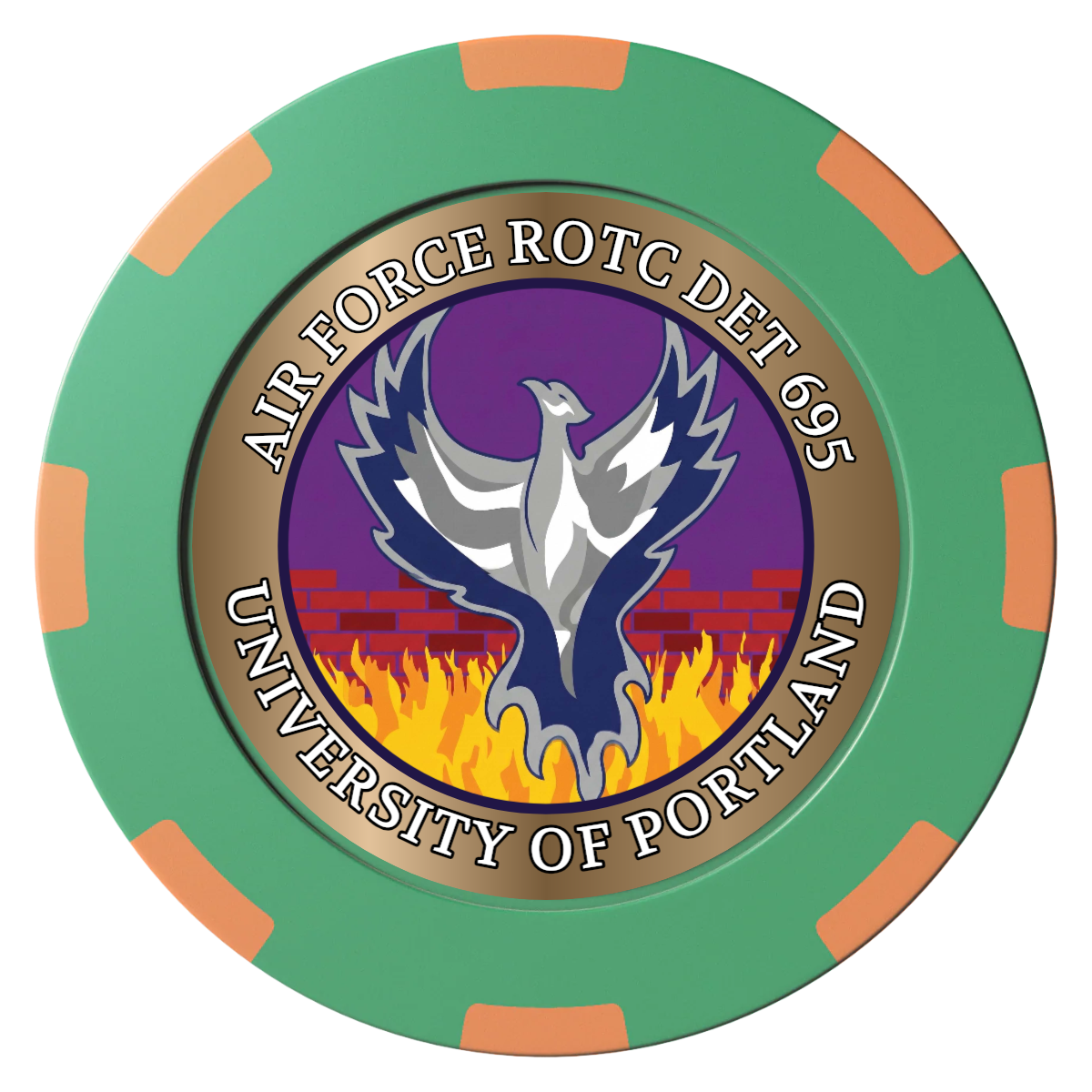 Air Force ROTC Det 695 Clay Poker Chips - Green / 8 Spot (2 Tone) / 40mm - Front