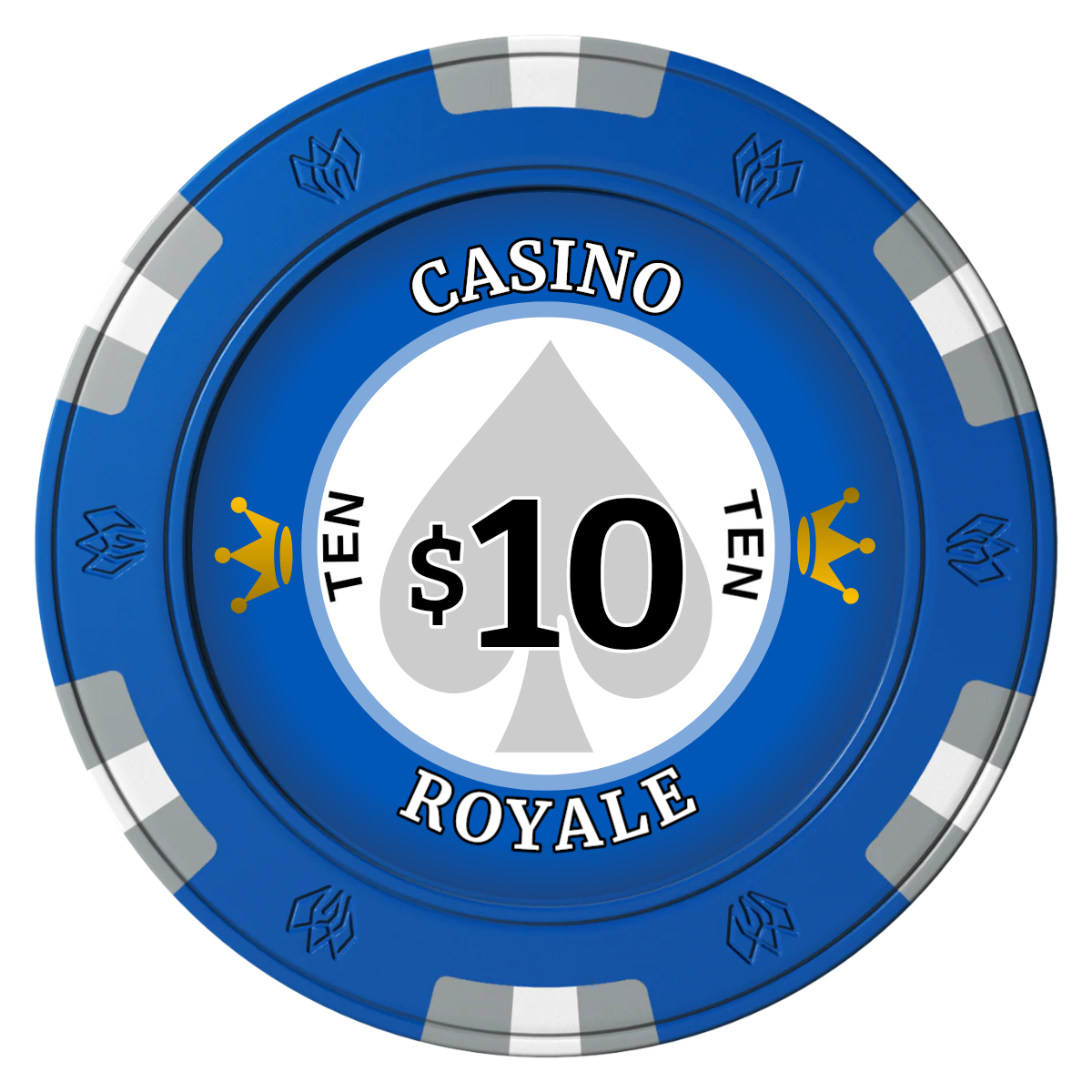 Casino Royale Clay Poker Chips - Blue / 6 Spot Gem / 40mm - Front