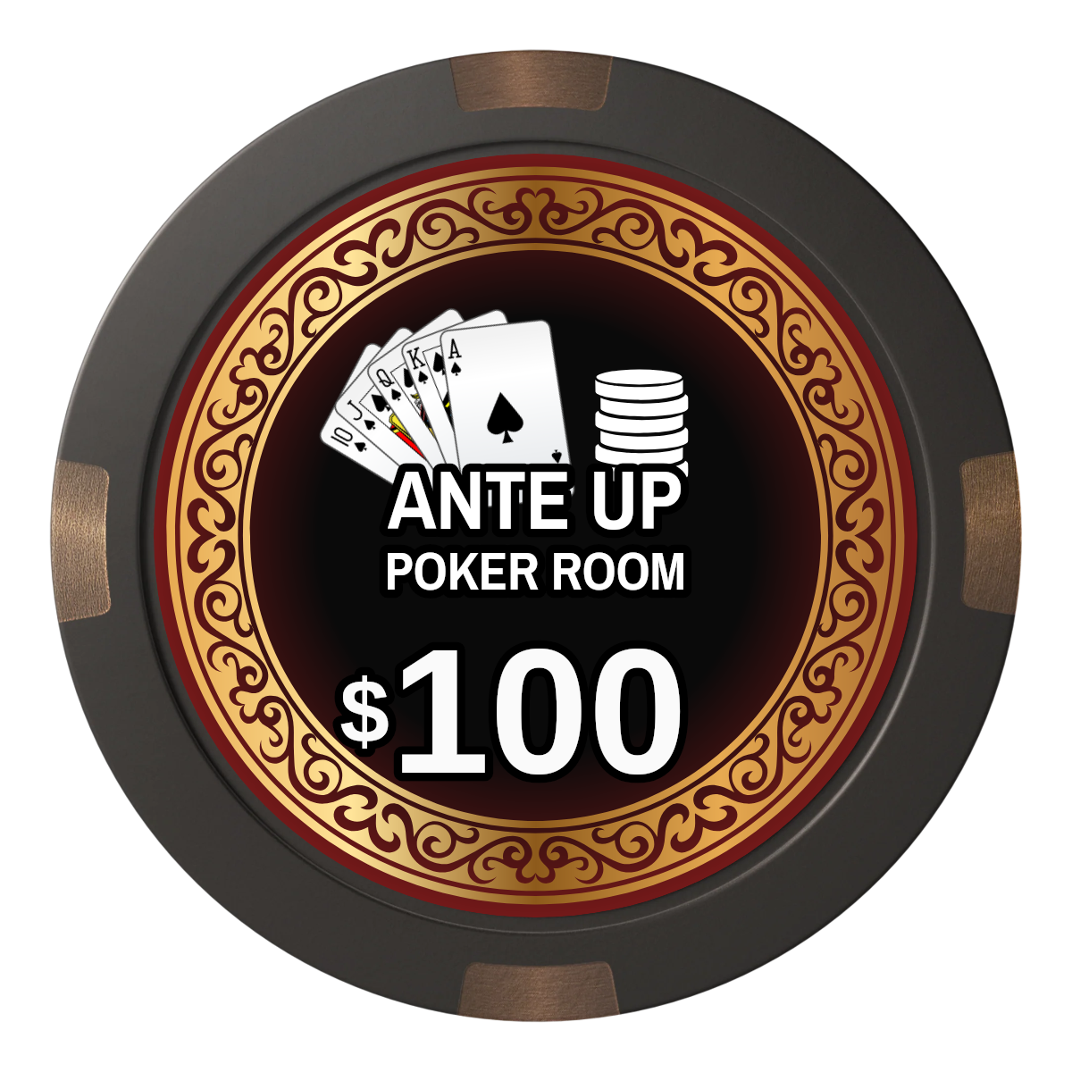 Ante Up Poker Room Composite & Metal Hybrid Poker Chips - Black - Back