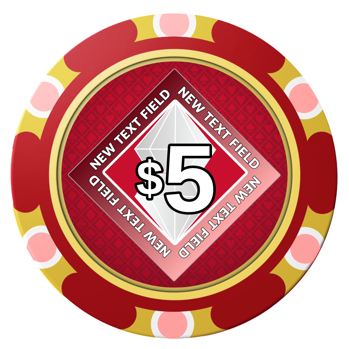Diamond in the Rough Clay Poker Chips - Red / Monte Carlo / 40mm - Front