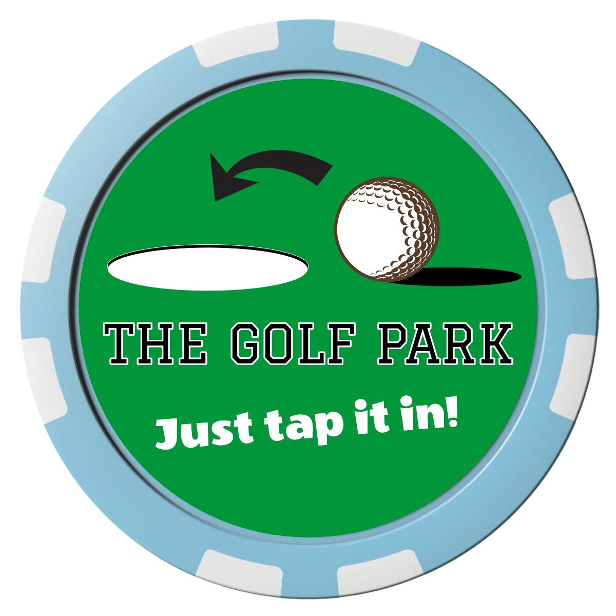 Golf Slogan Composite Poker Chips - Light Blue / 8 Stripe - Front