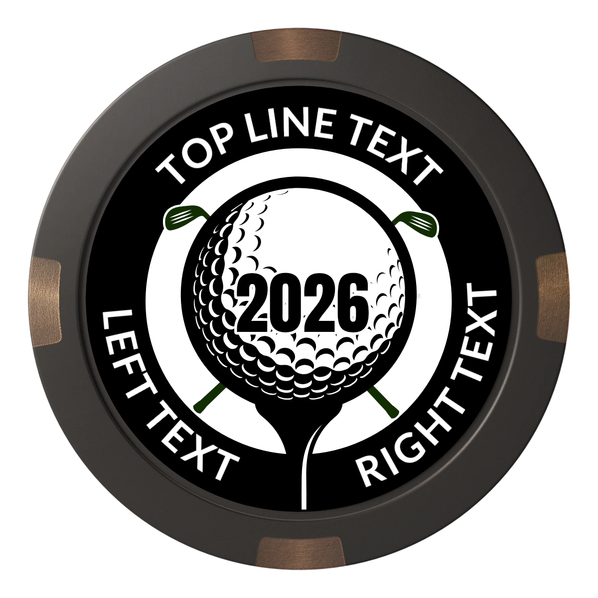 Tee it up Composite & Metal Hybrid Poker Chips - Black - Back