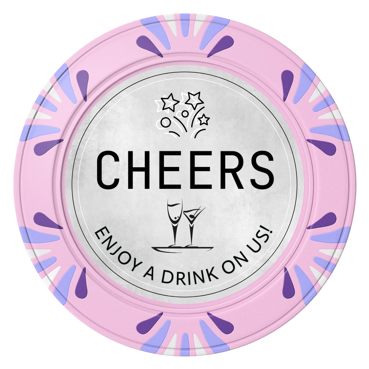 Chique Wedding Token Clay Poker Chips - Pink / Macau / 40mm - Front