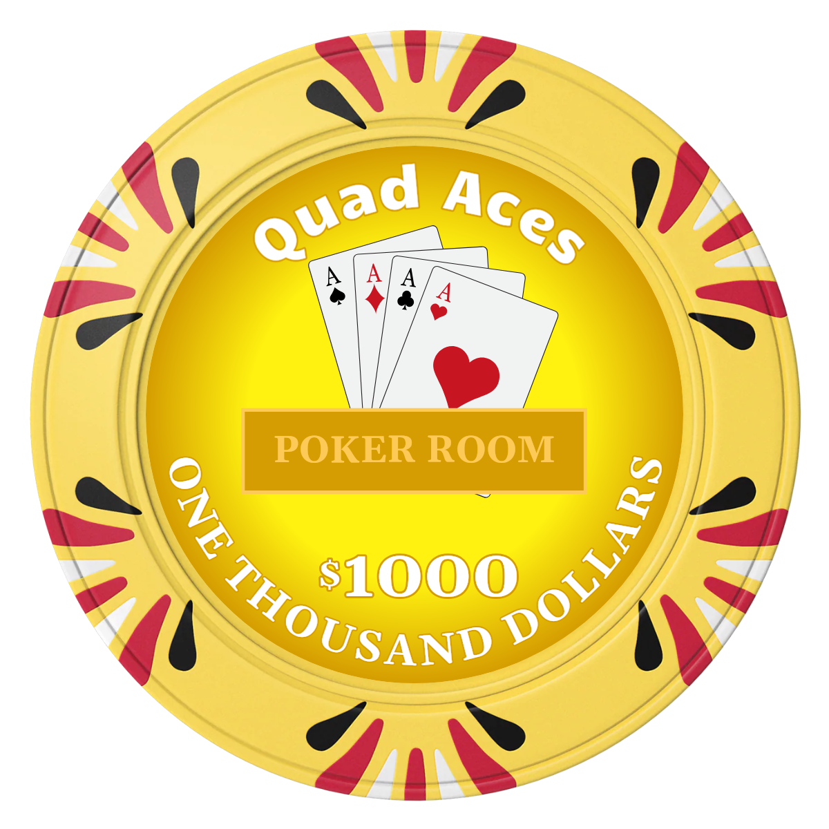 Quad Aces Clay Poker Chips - Yellow / Macau / 40mm - Front