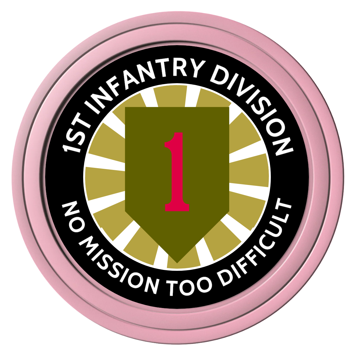 1st Infantry Division Composite Poker Chips - Pink / Solid - Front