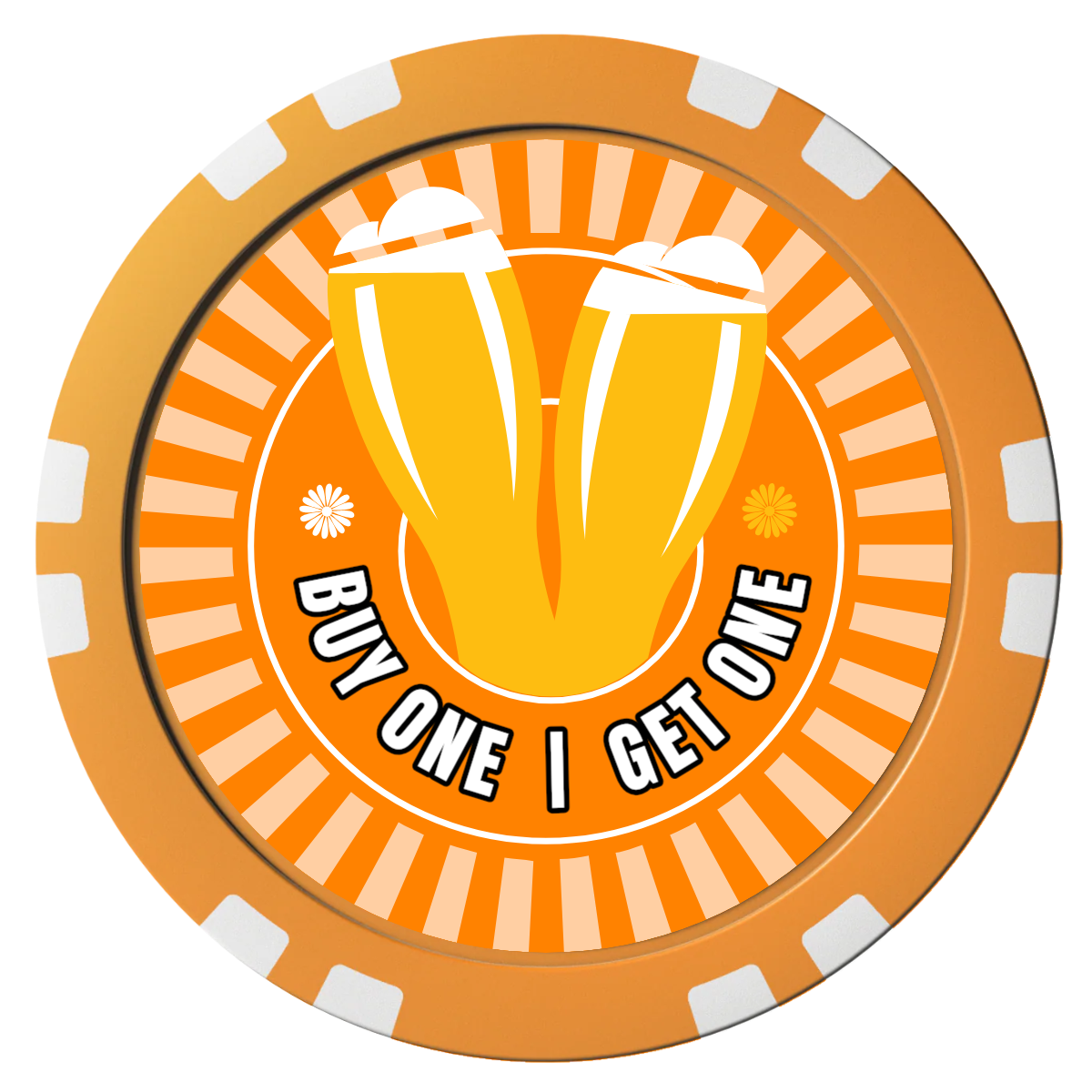 Double Pint Composite Poker Chips - Orange / Double Stripe - Front