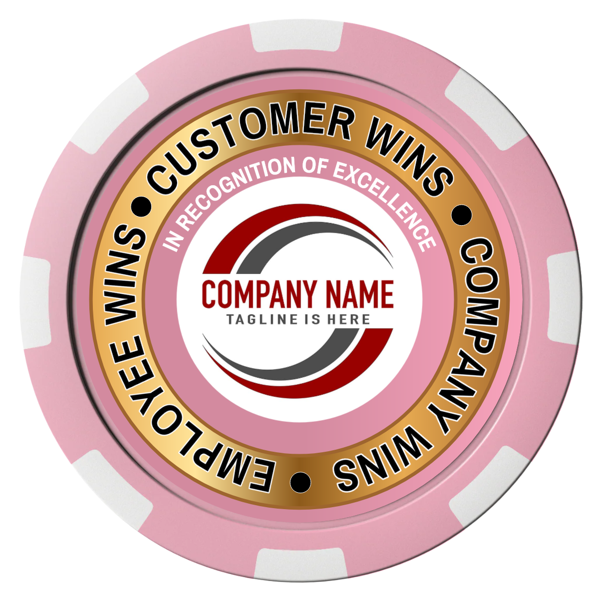 Gold Standard Composite Poker Chips - Pink / 8 Spot - Front