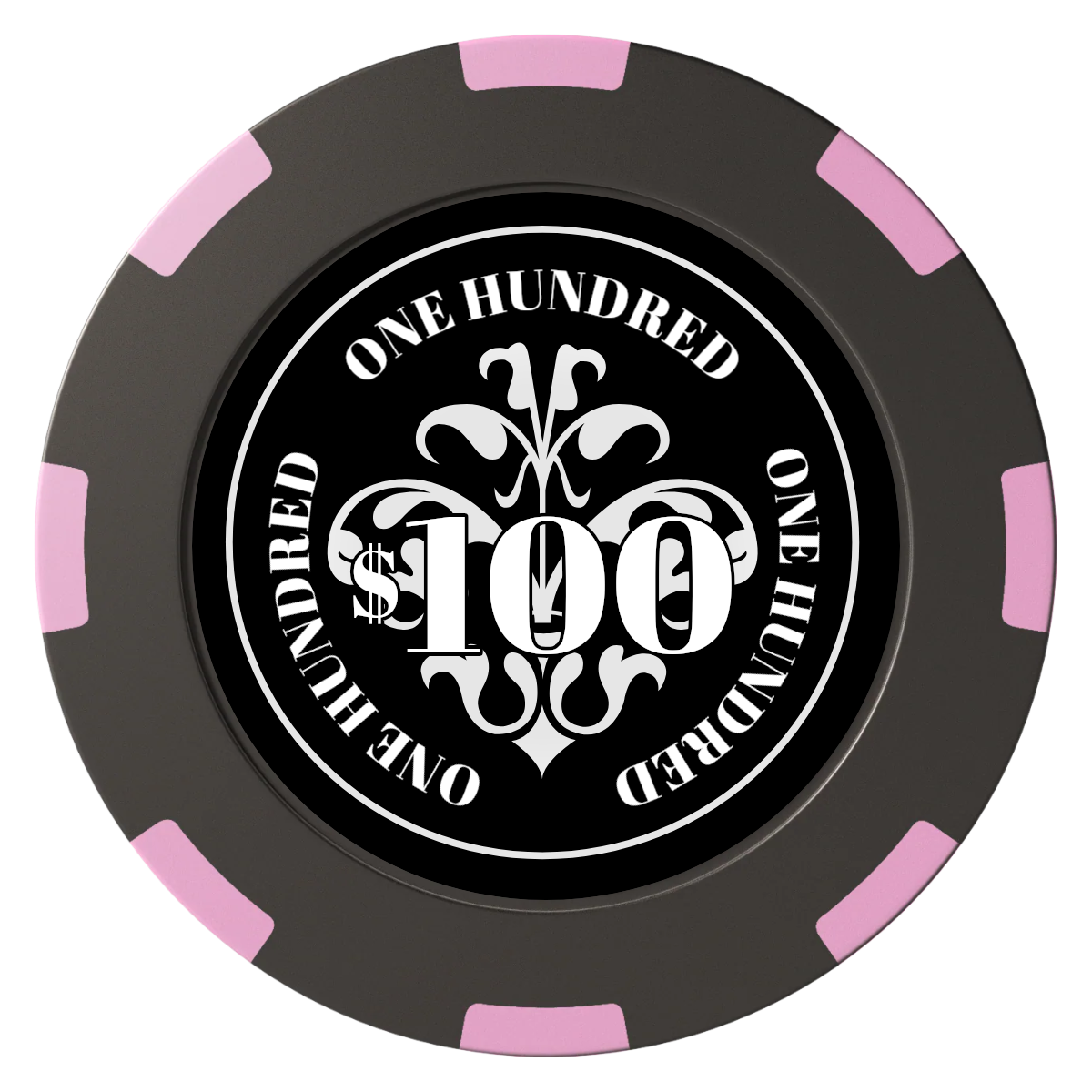 Gothic Revival Clay Poker Chips - Black / 8 Spot (2 Tone) / 40mm - Front