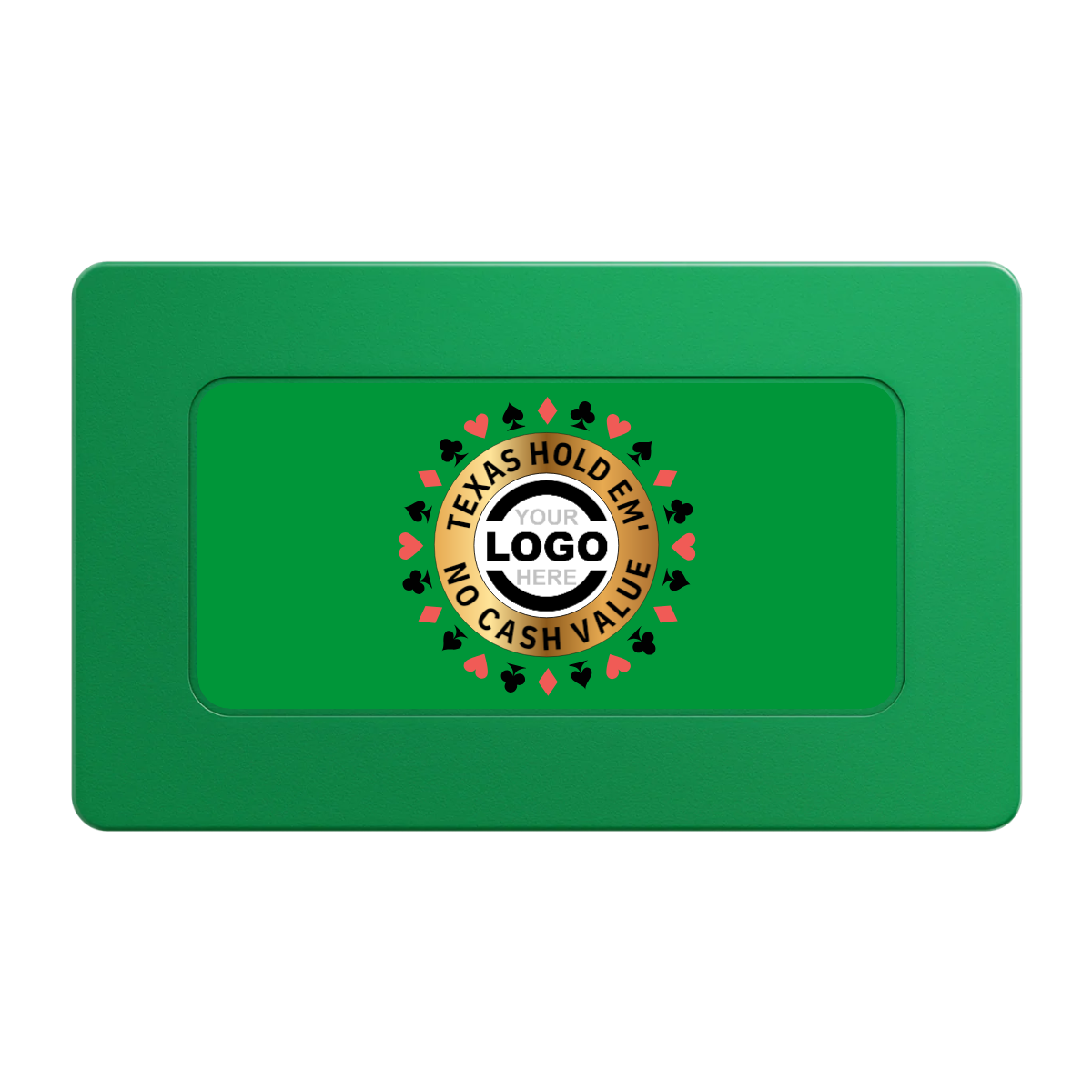 Texas Hold Em' Rectangular Poker Chip Plaques - Green - Front