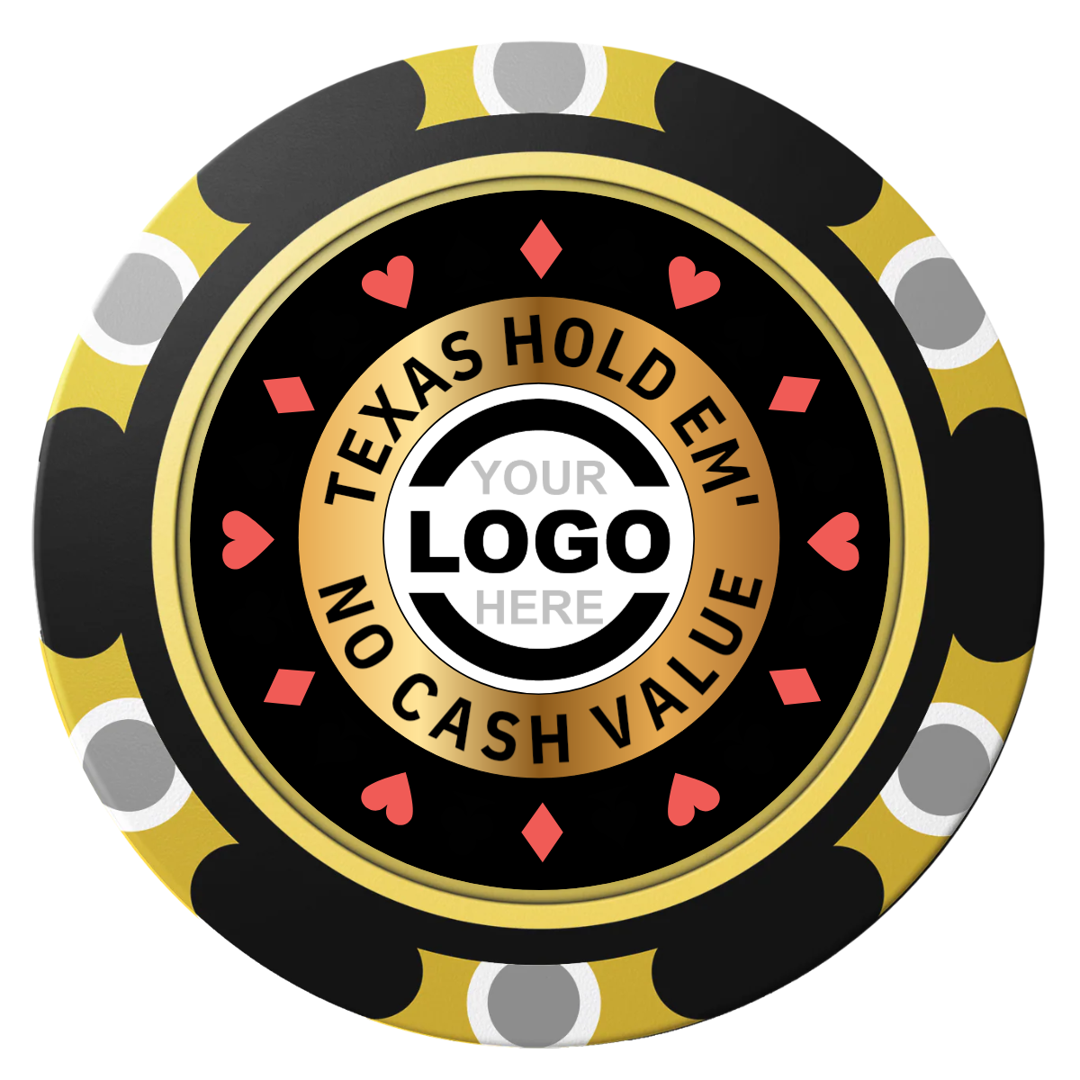 Texas Hold Em' Clay Poker Chips - Black / Monte Carlo / 40mm - Front