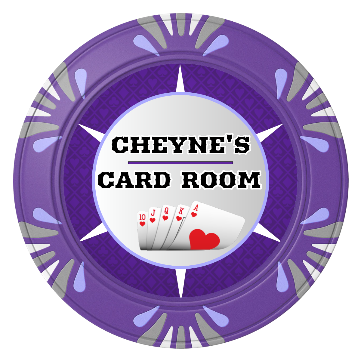Cheyne's Card Room Clay Poker Chips - Purple / Macau / 40mm - Front