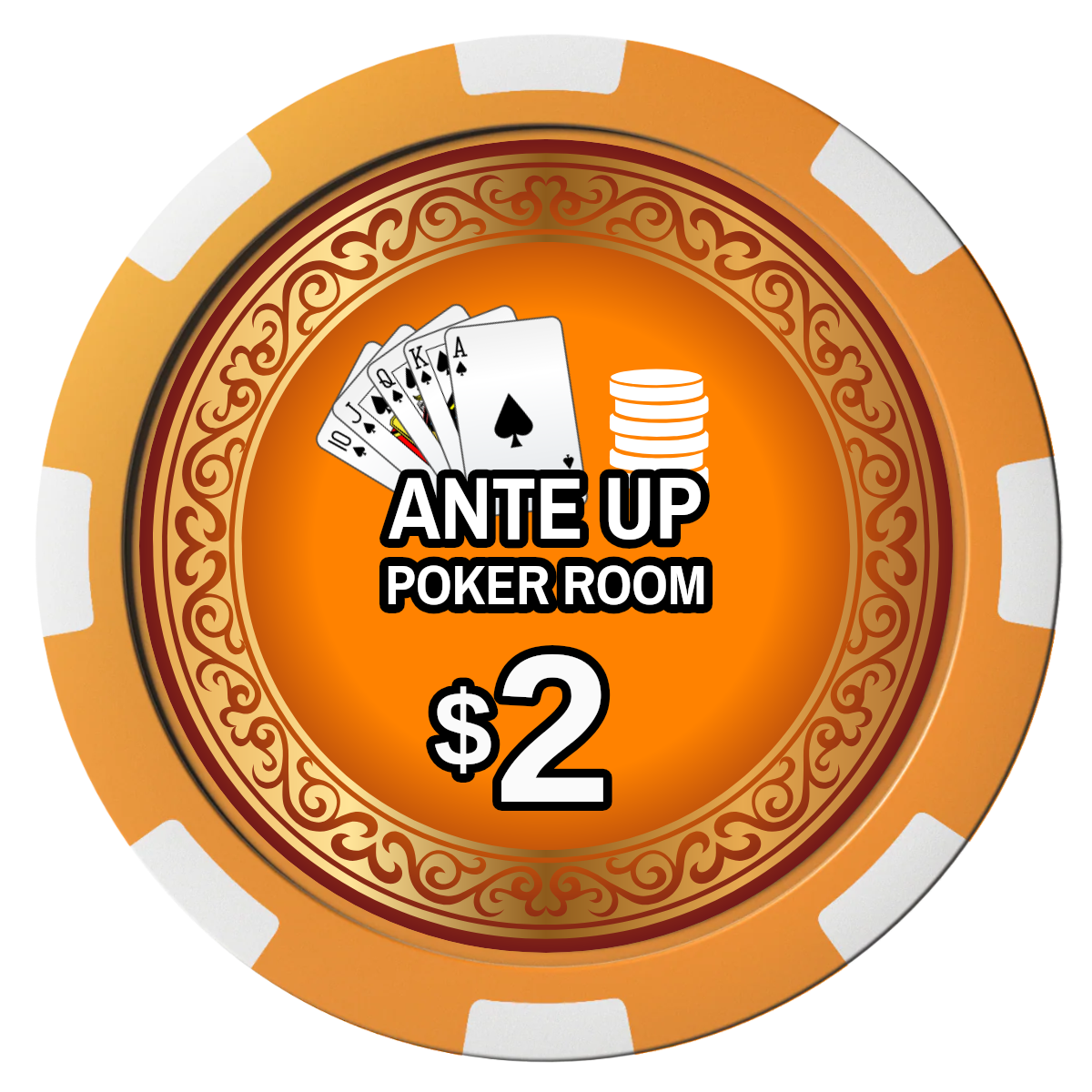 Ante Up Poker Room Composite Poker Chips - Orange / 8 Spot - Front