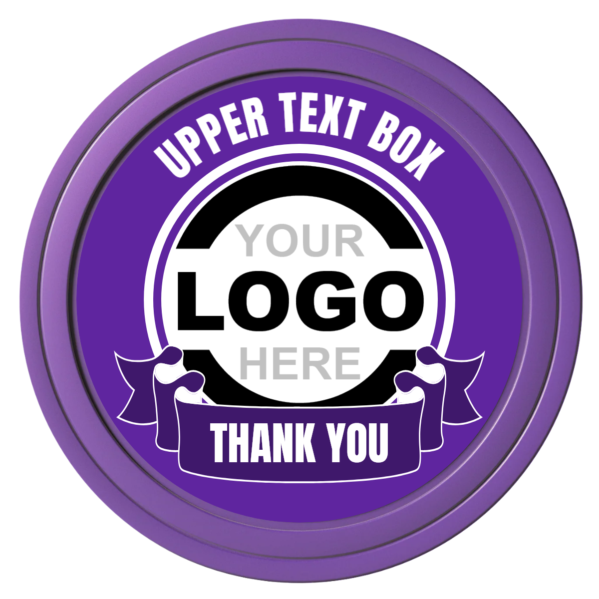 Lower Banner Composite Poker Chips - Purple / Solid - Front