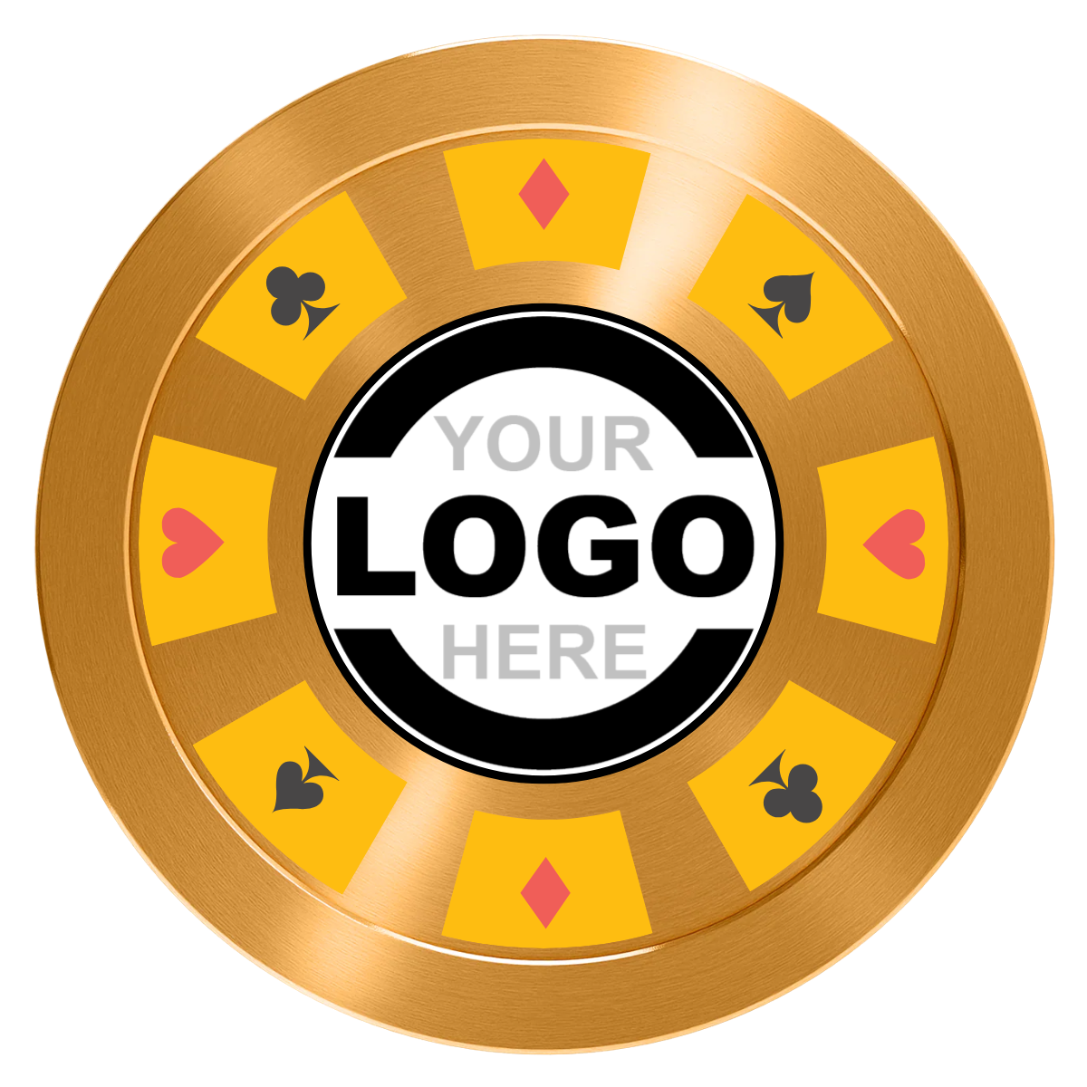 Suit 8 Your Logo Aluminum Poker Chips - Gold - Front