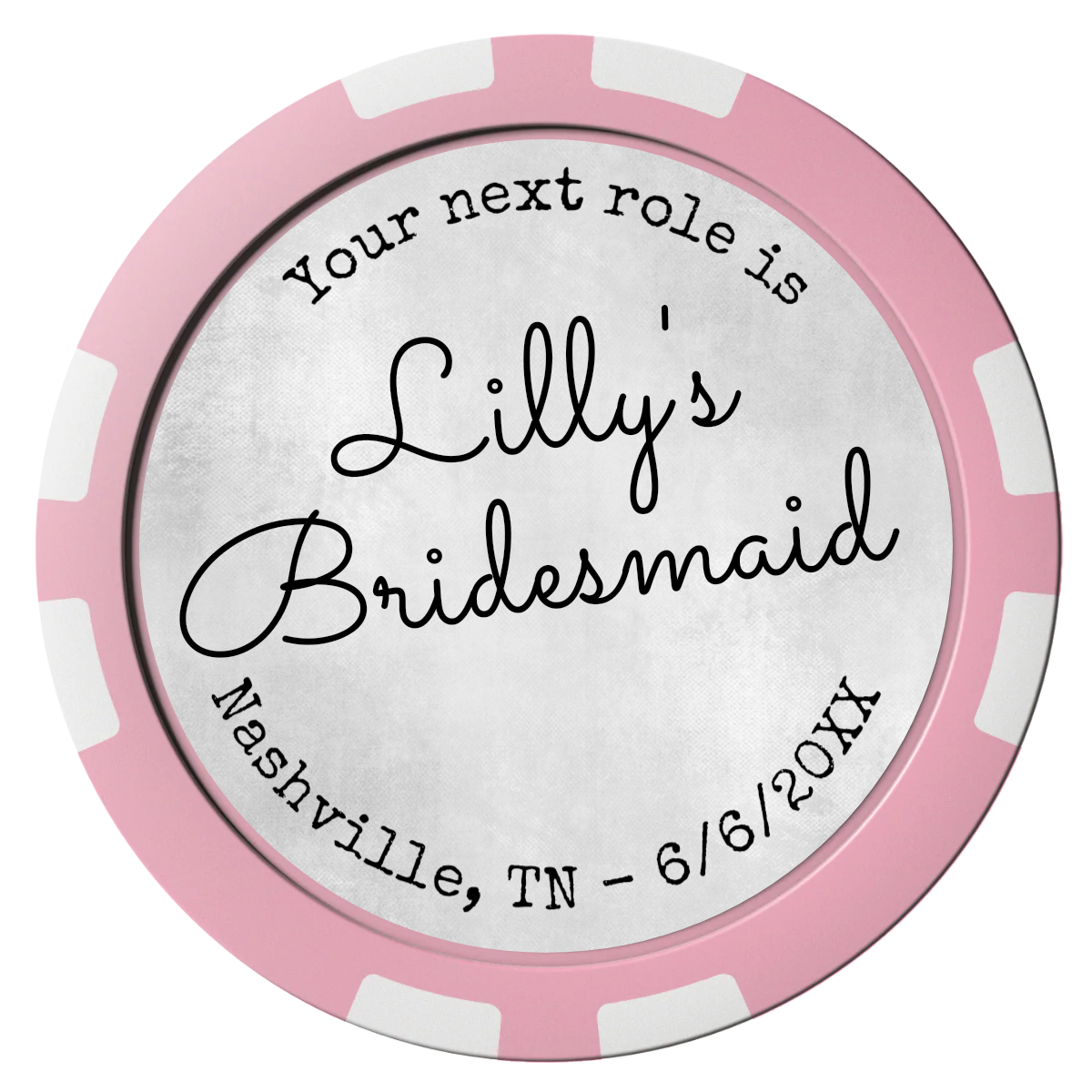 Be My Bridesmaid Simple Composite Poker Chips - Pink / 8 Stripe - Front