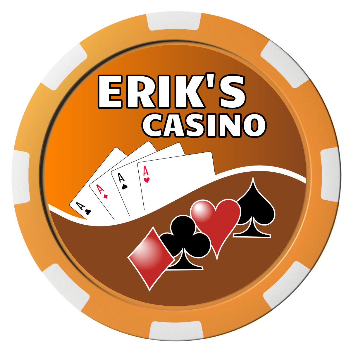 Erik's Casino Composite Poker Chips - Orange / 8 Spot - Front