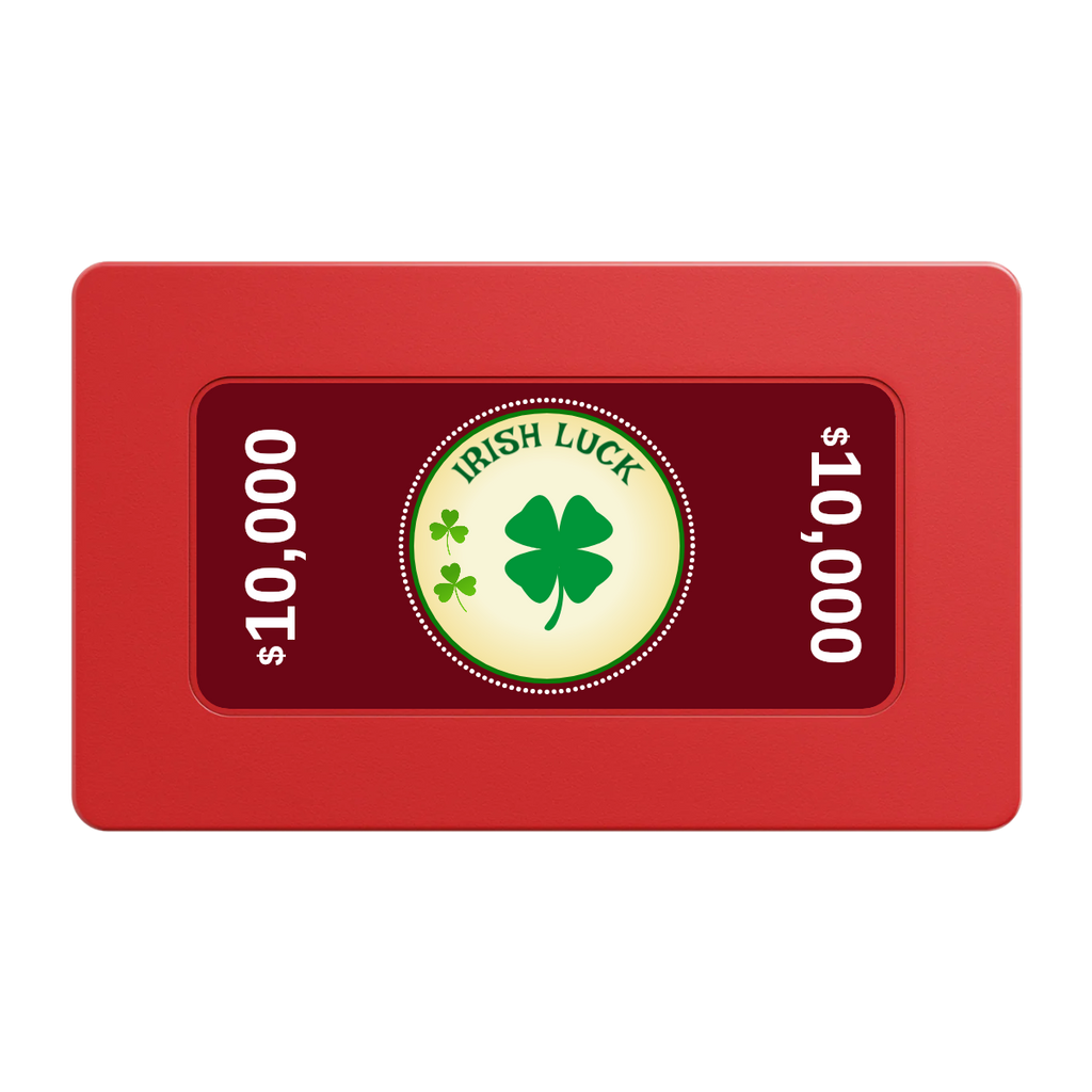 Irish Luck Rectangular Poker Chip Plaques - Red - Back