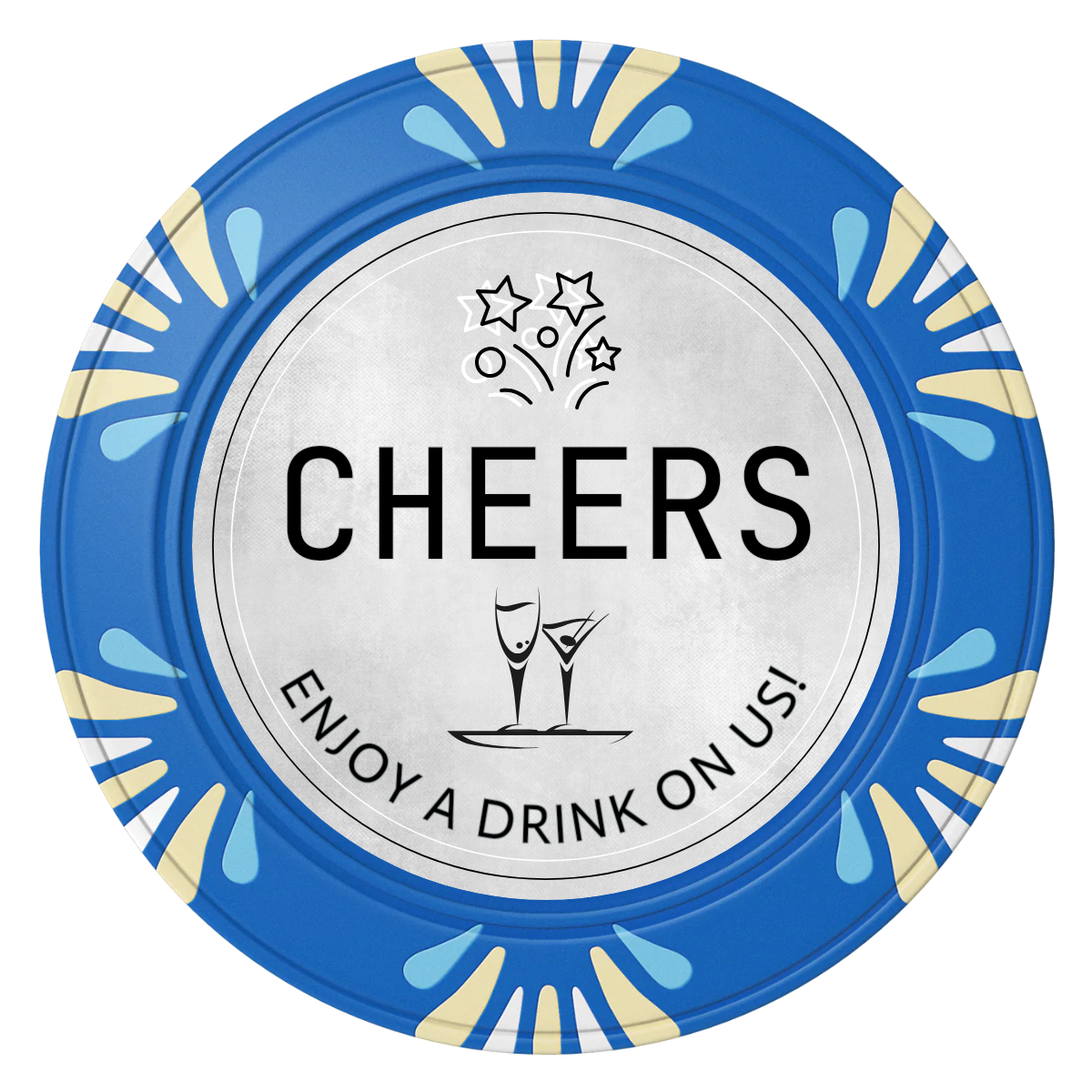 Chique Wedding Token Clay Poker Chips - Blue / Macau / 40mm - Front