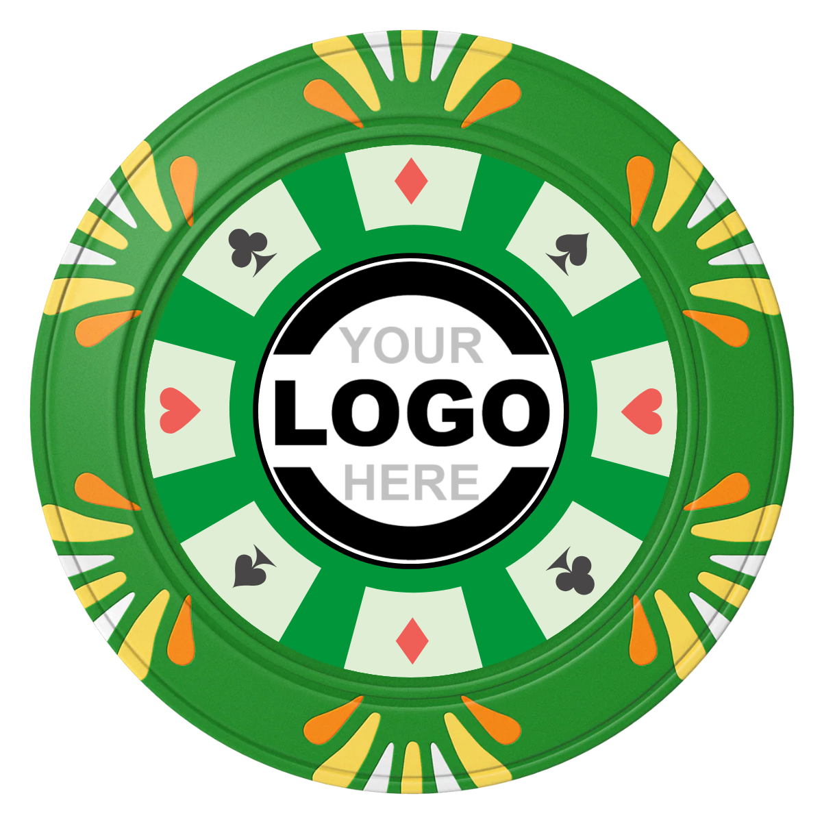 Suit 8 Your Logo Clay Poker Chips - Green / Macau / 40mm - Front