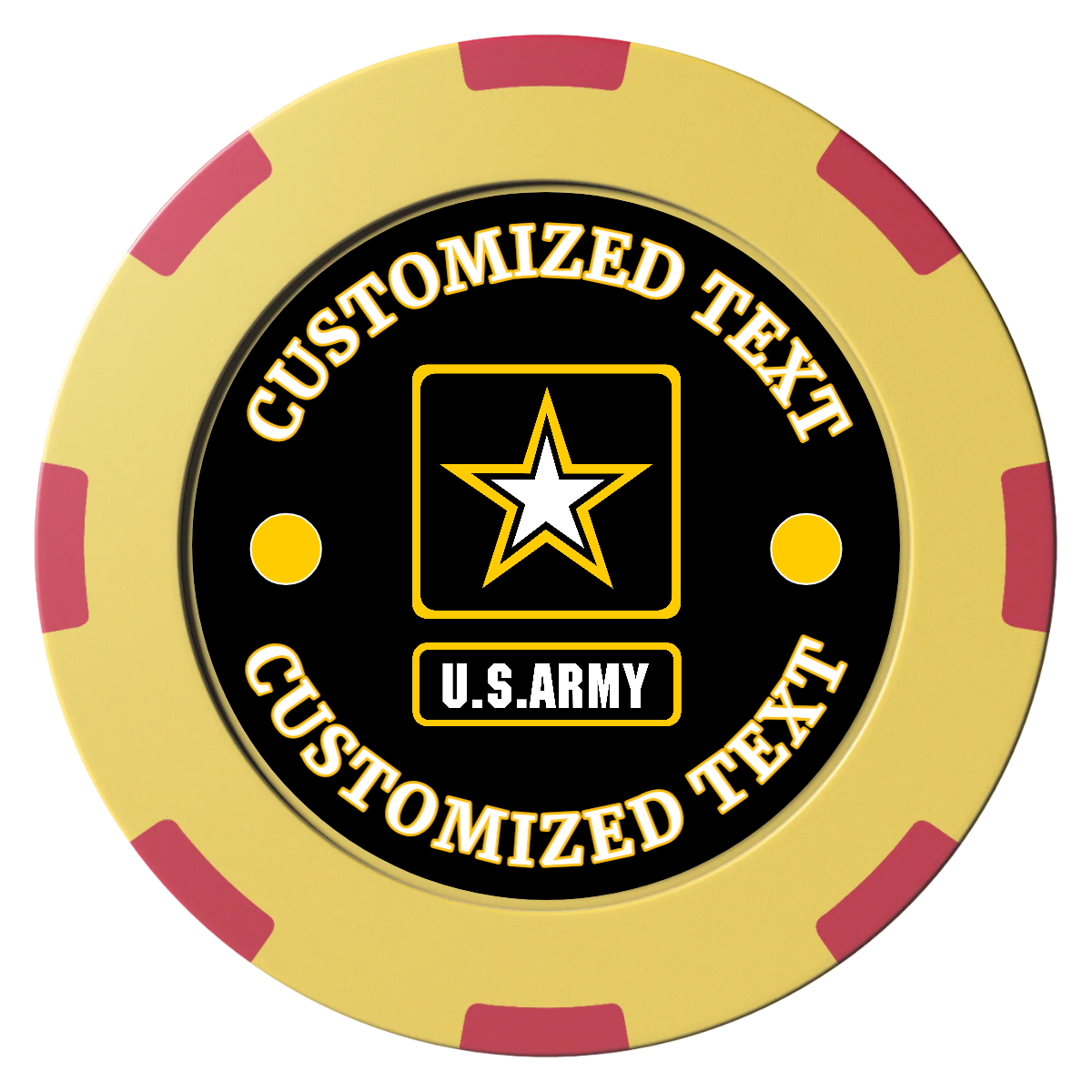 Army Strong Clay Poker Chips - Yellow / 8 Spot (2 Tone) / 40mm - Front