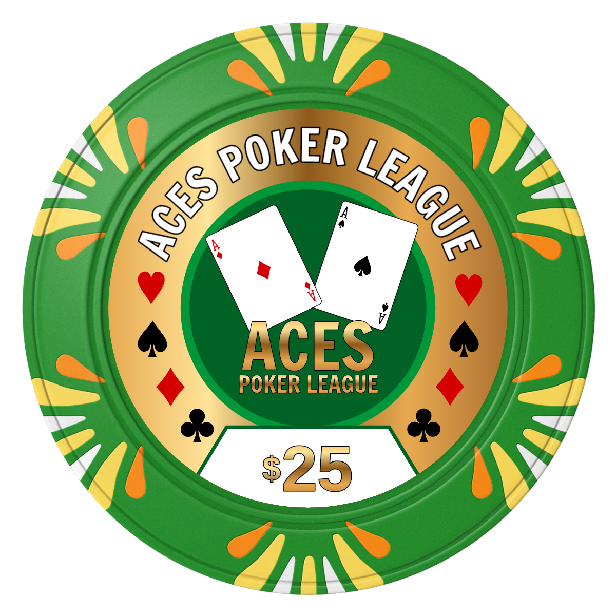 Aces Poker League Clay Poker Chips - Green / Macau / 40mm - Front