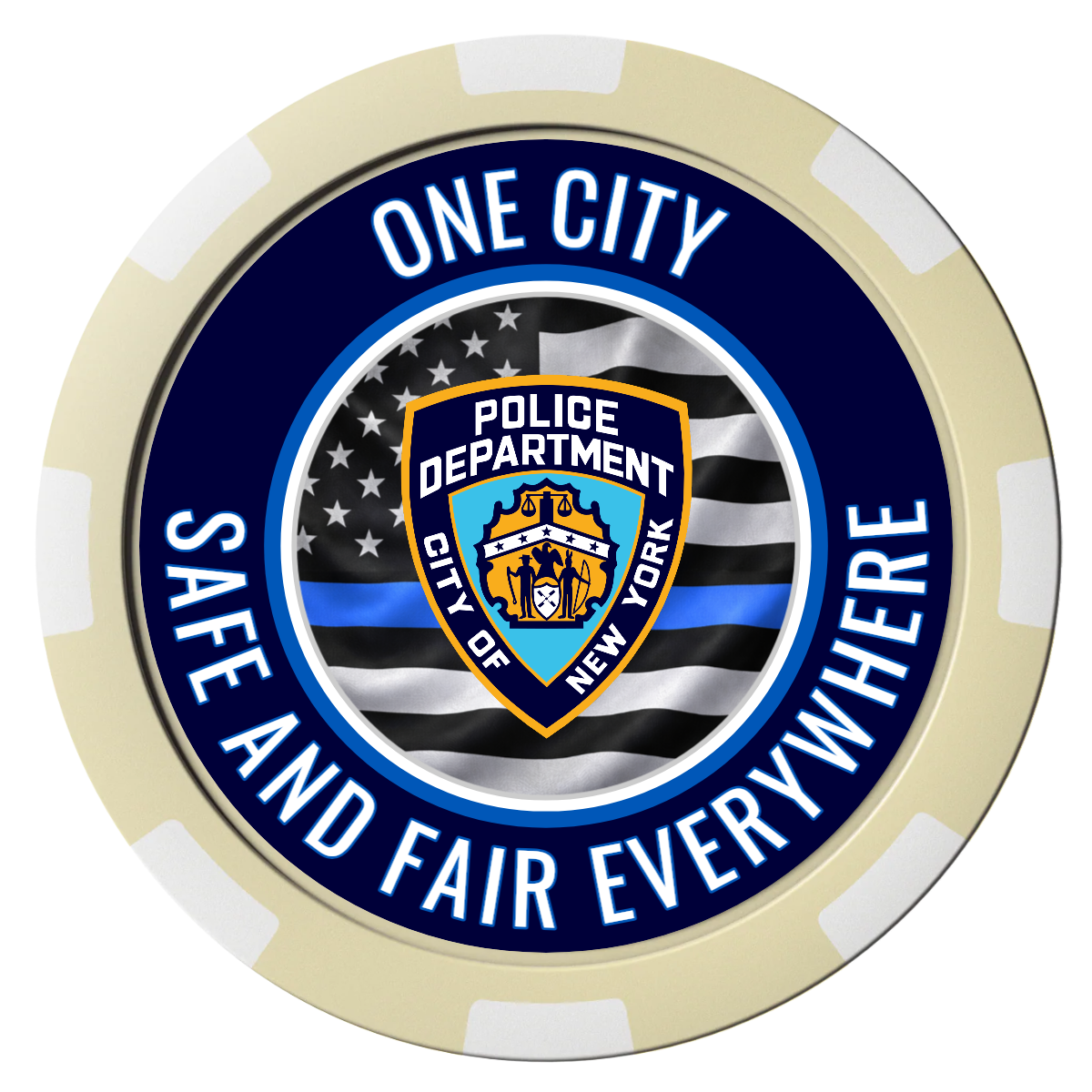 NYPD Safe and Fair Magnetic Composite Poker Chips - Ivory / 8 Spot - Back