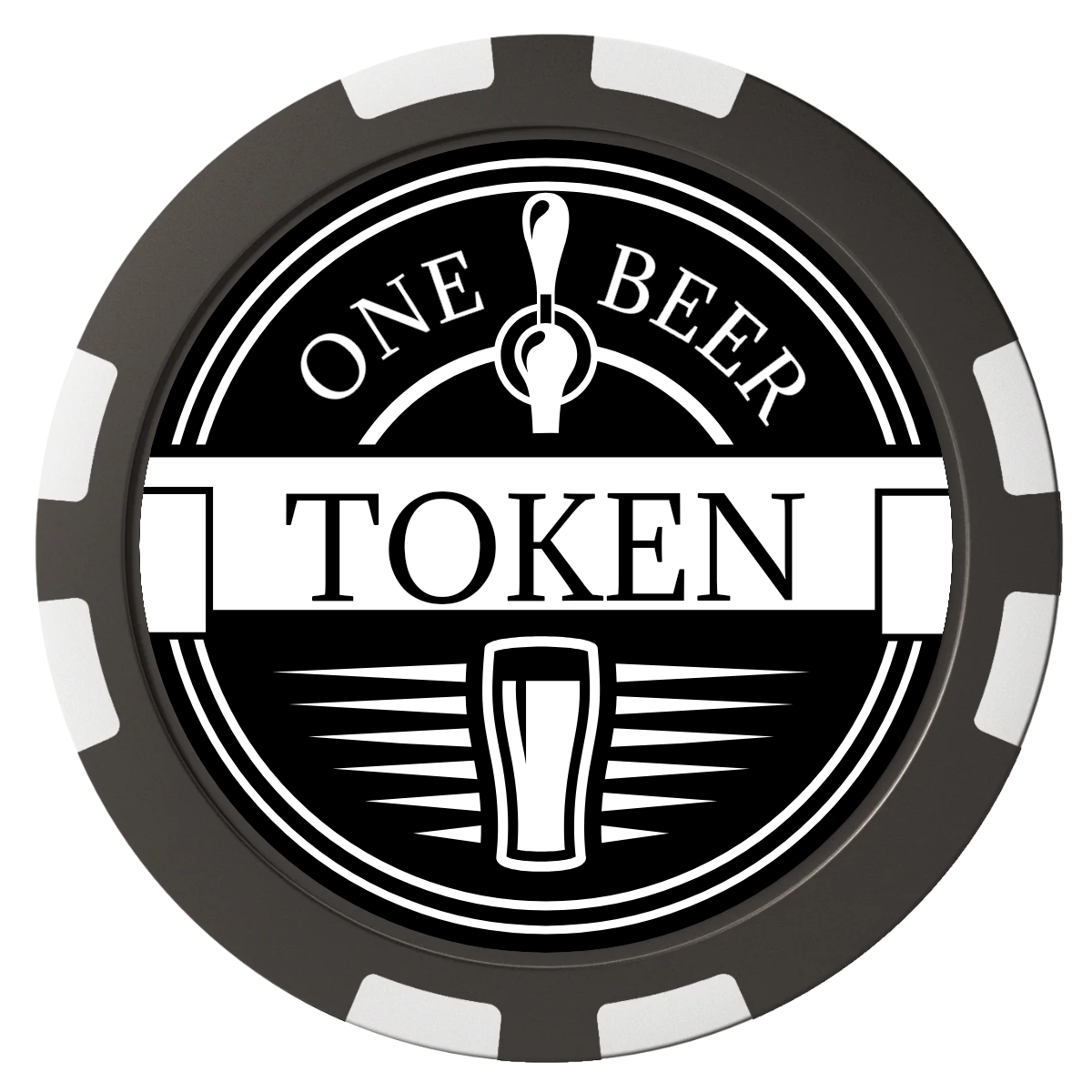 Tap Out Composite Poker Chips - Black / 8 Stripe - Front