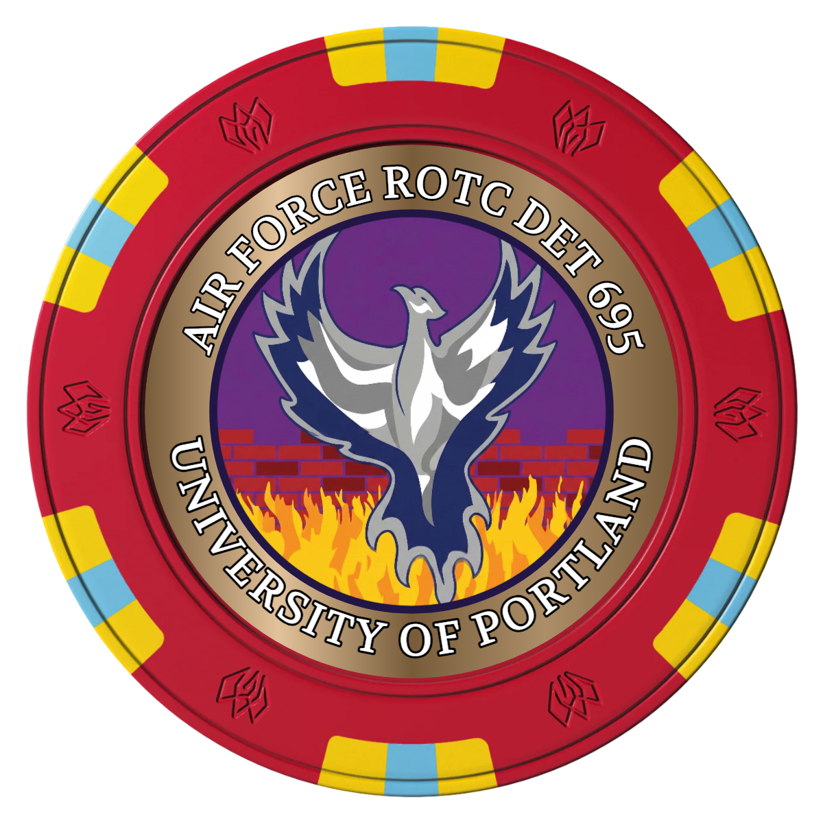 Air Force ROTC Det 695 Clay Poker Chips - Red / 6 Spot Gem / 40mm - Front