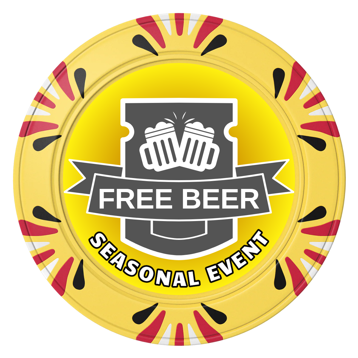 Craft Beer #001 Clay Poker Chips - Yellow / Macau / 40mm - Front