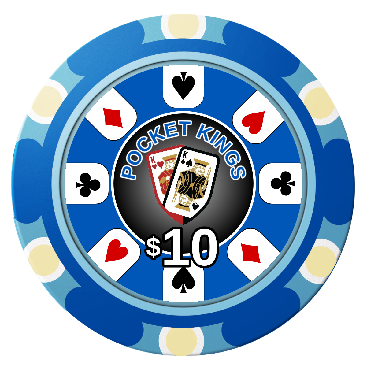 Pocket Kings Clay Poker Chips - Blue / Monte Carlo / 40mm - Front