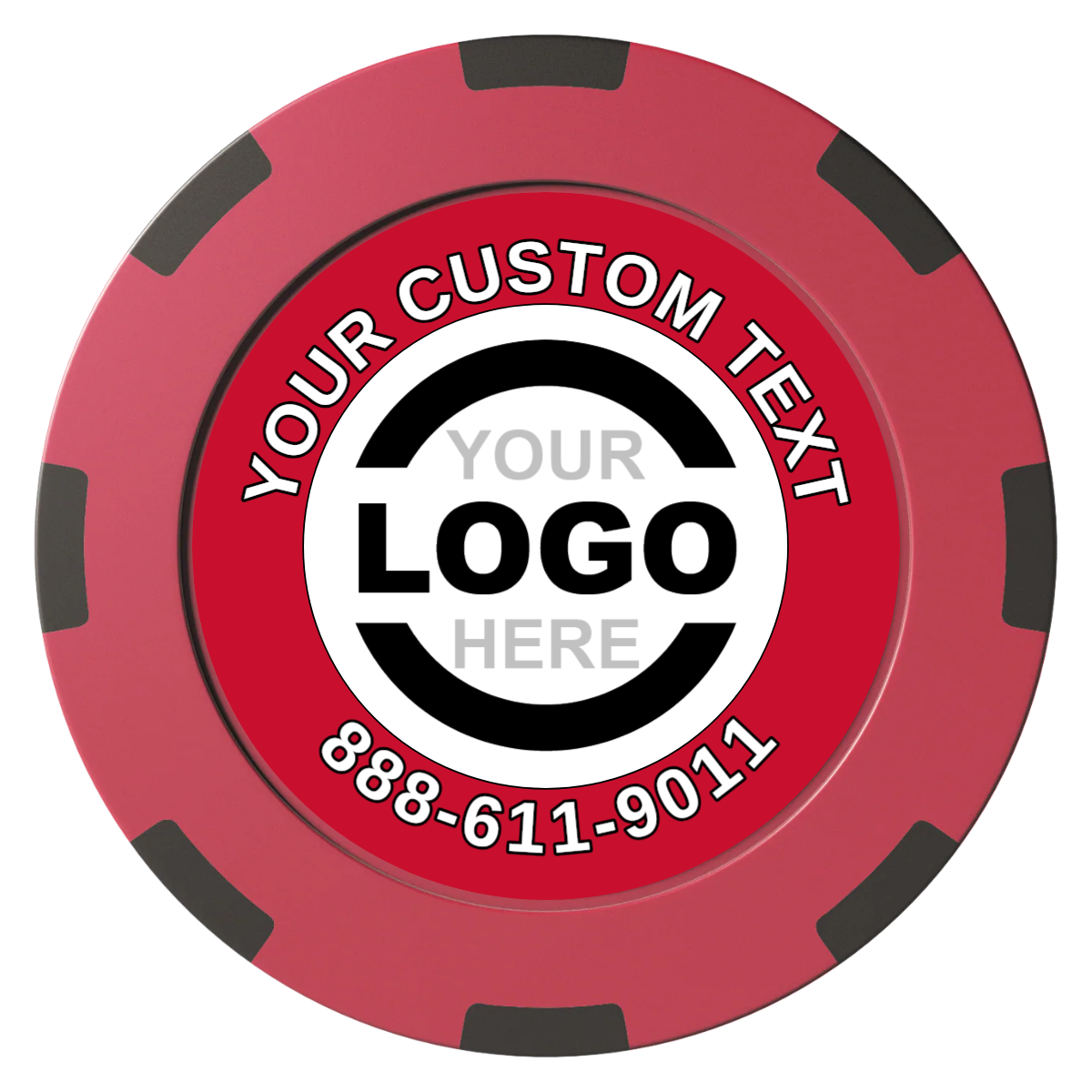 Branded Logo Clay Poker Chips - Red / 8 Spot (2 Tone) / 40mm - Front