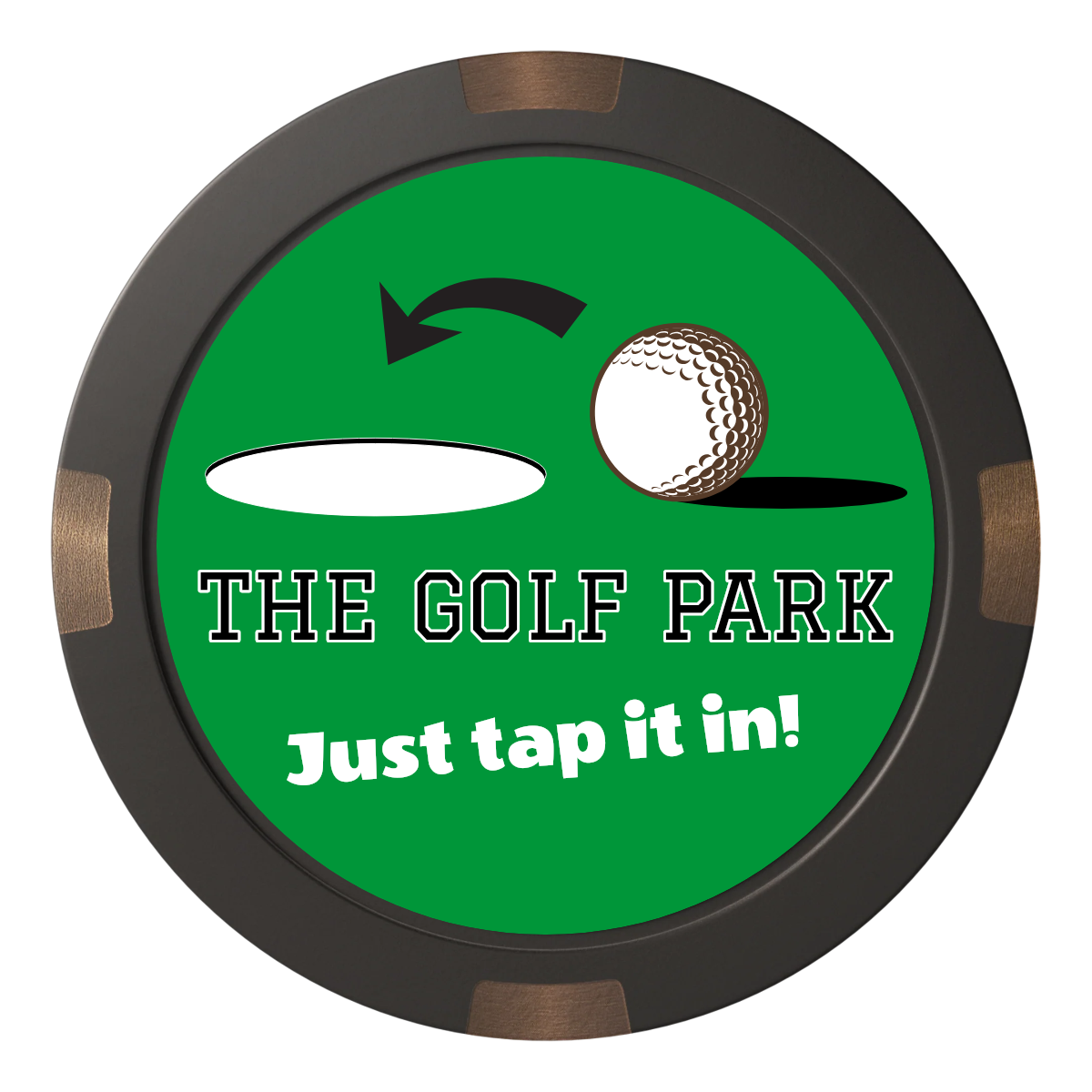 Golf Slogan Composite & Metal Hybrid Poker Chips - Black - Front