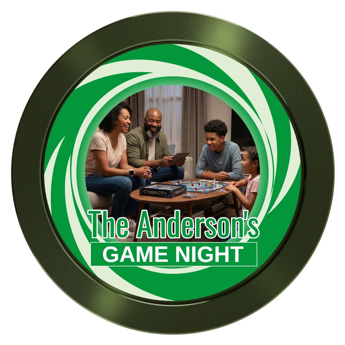 Anderson's Game Night Aluminum Poker Chips - Green - Front