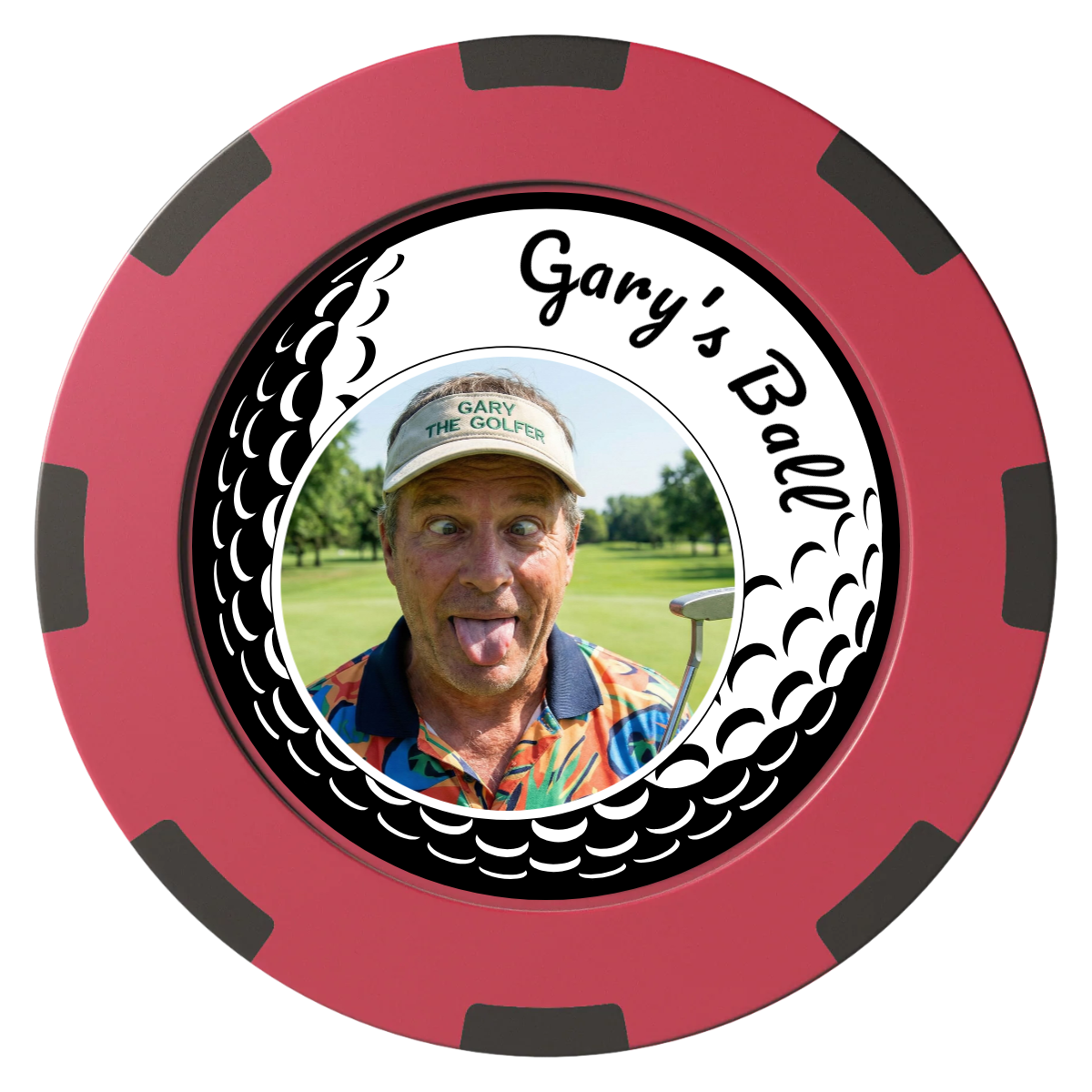 Gary's Ball Clay Poker Chips - Red / 8 Spot (2 Tone) / 40mm - Front