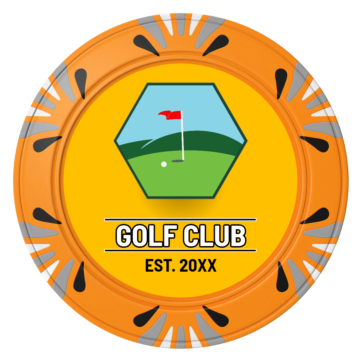 Birdy Bevy Clay Poker Chips - Orange / Macau / 40mm - Front