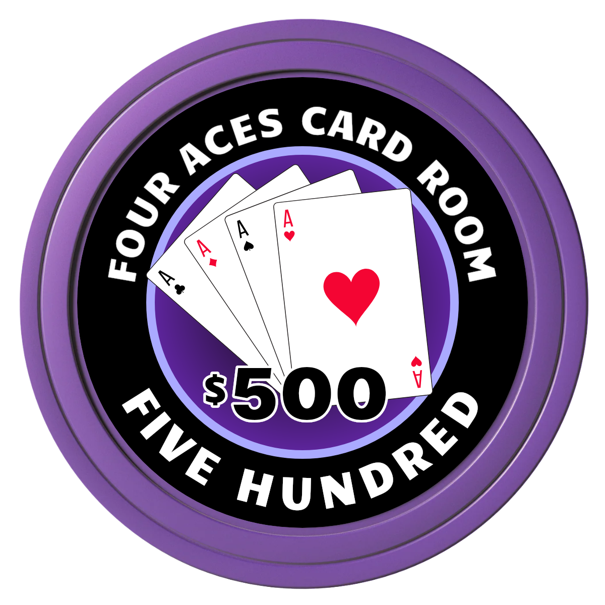 4 Aces Poker Room Composite Poker Chips - Purple / Solid - Front