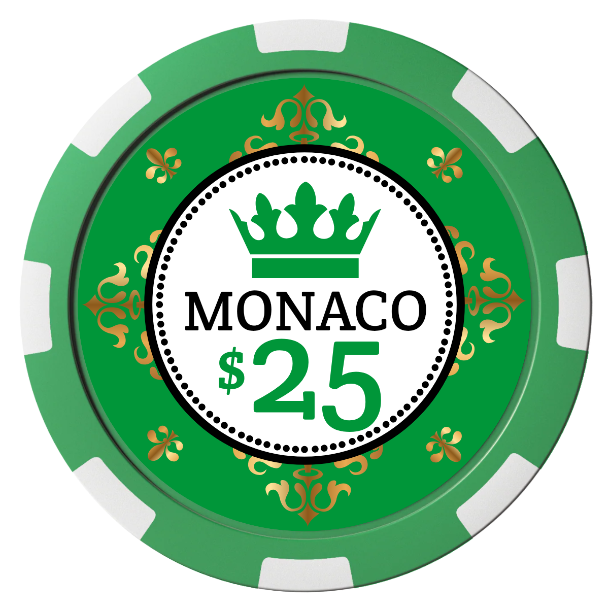 Monaco #001 Magnetic Composite Poker Chips - Green / 8 Spot - Front