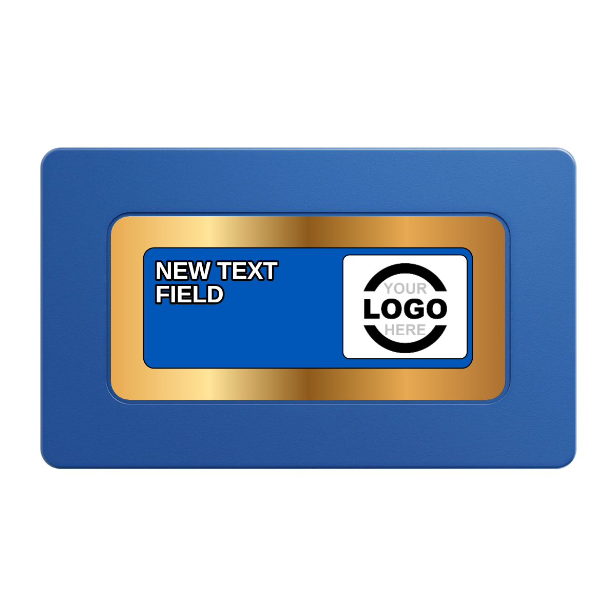 Simple Gold Ring Rectangular Poker Chip Plaques - Blue - Back