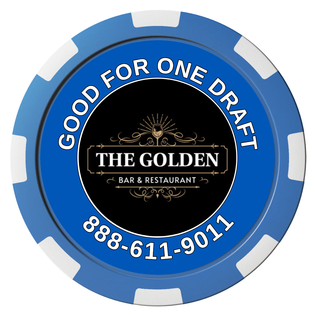 Branded Logo Bar Drink Token Magnetic Composite Poker Chips - Blue / 8 Spot - Front