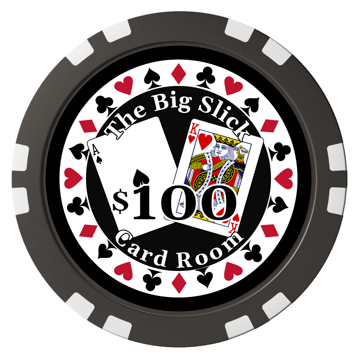 AK Big Slick Composite Poker Chips - Black / Double Stripe - Back