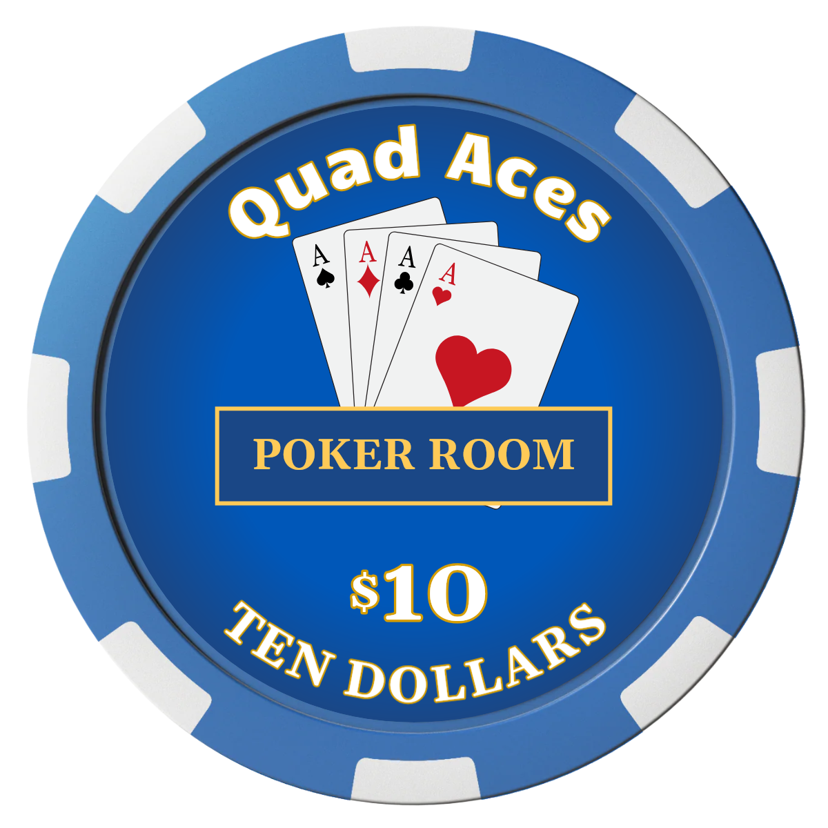 Quad Aces Composite Poker Chips - Blue / 8 Spot - Back