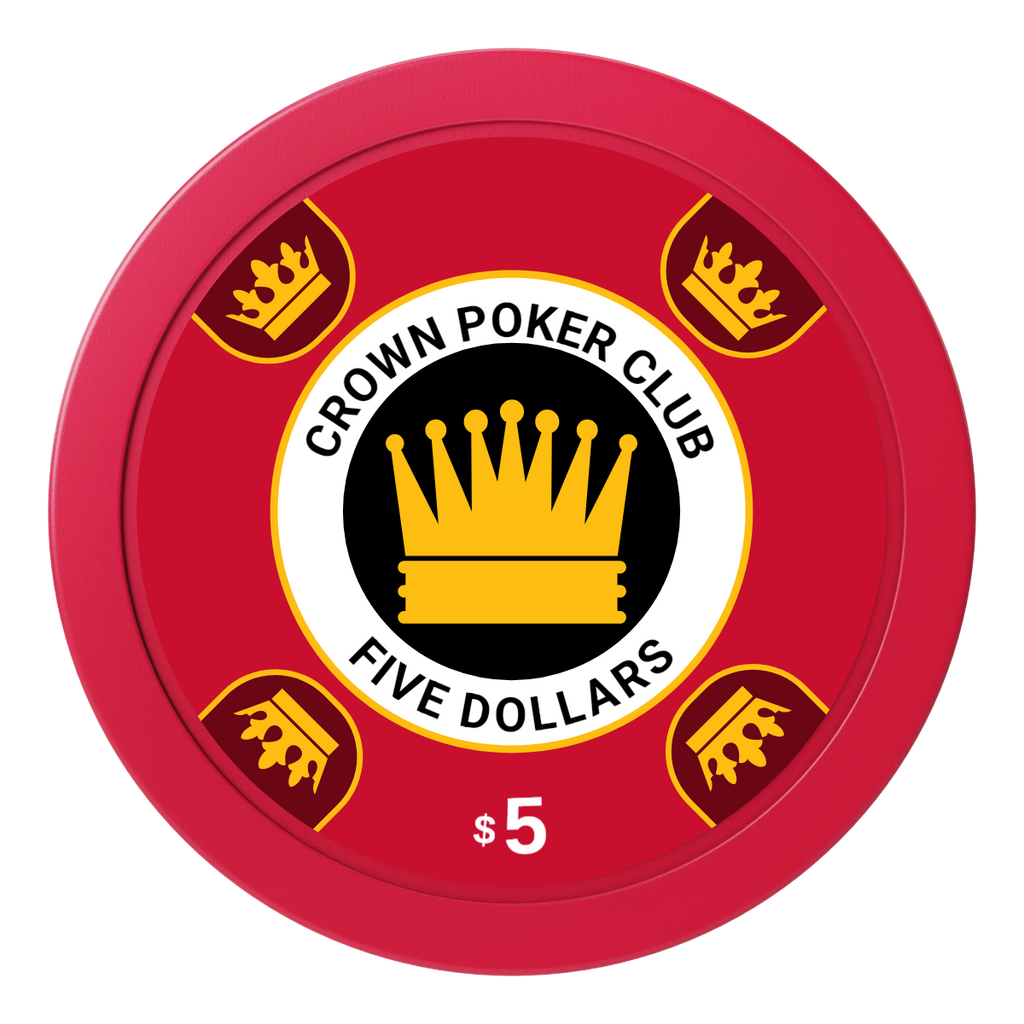 Crown Card Room 2" Oversized Poker Chips - Red - Back
