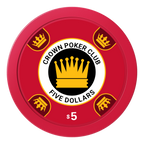Crown Card Room 2" Oversized Poker Chips - Red - Back