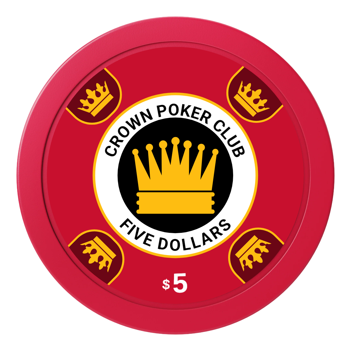 Crown Card Room 2" Oversized Poker Chips - Red - Back