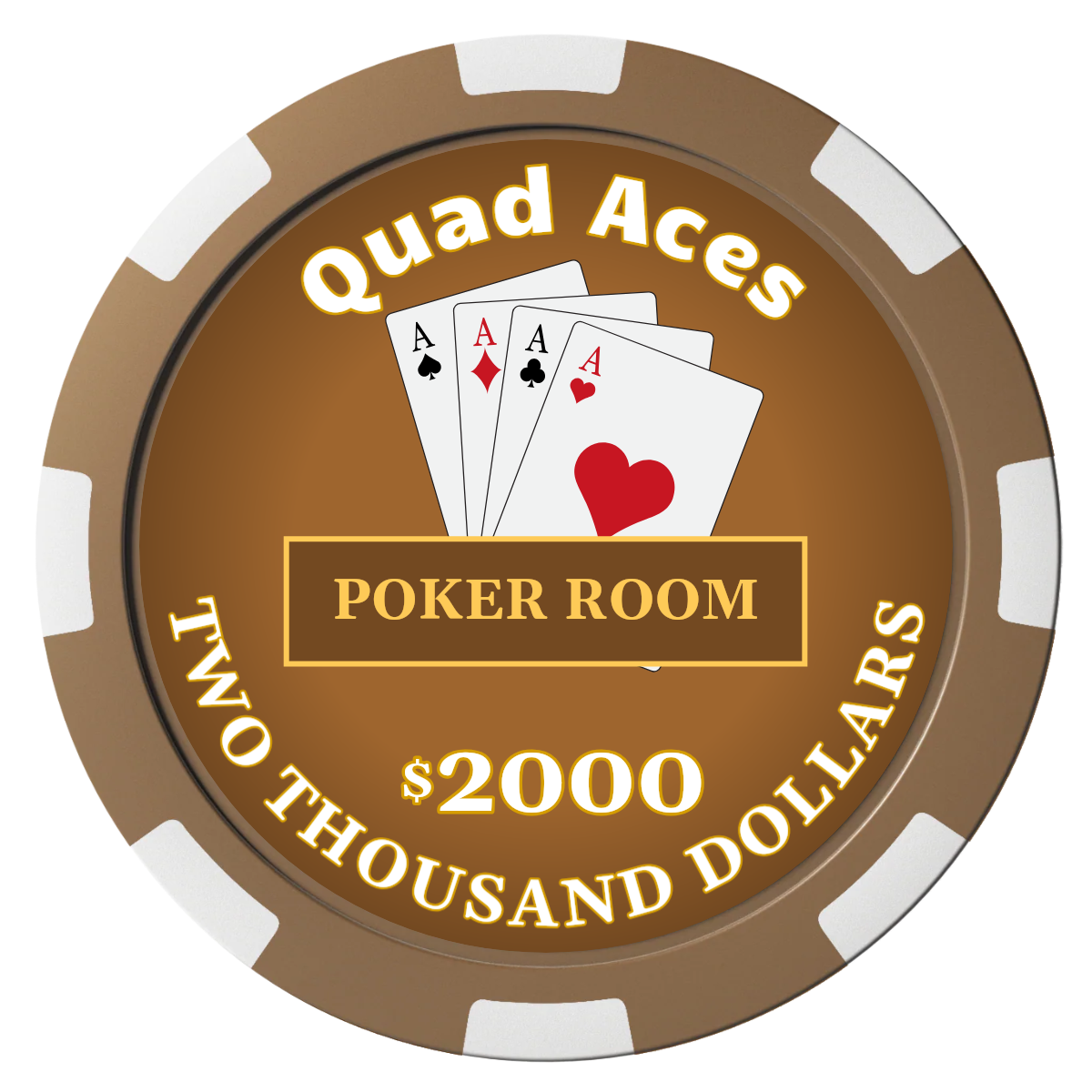 Quad Aces Composite Poker Chips - Brown / 8 Spot - Front